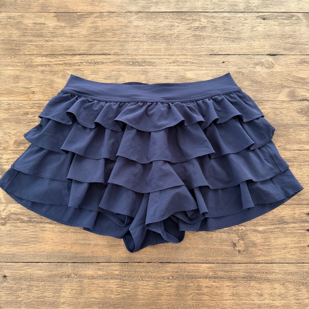 OFFLINE by Aerie Navy Blue Tiered Ruffle Skort Large L Activewear Tennis Skirt